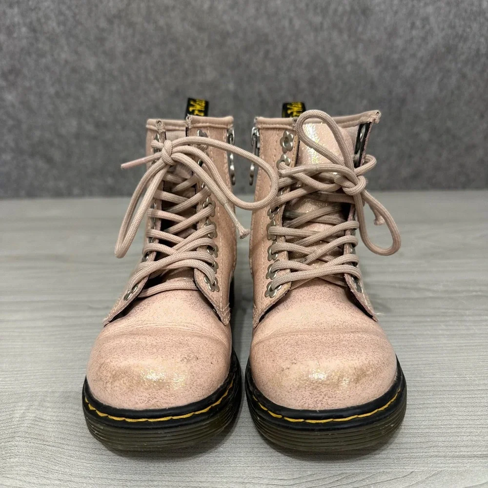 Dr. Martens 1460 Glitter Boots Kids Sz 11 US‎ Powder Pink Silver Flower Eyelets